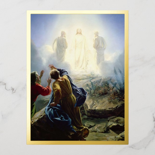 Transfiguration of Jesus, Religious   Foil Holiday Postcard (Front)