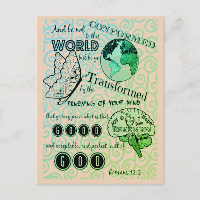 Transform Romans 12:2 Postcard (Front)