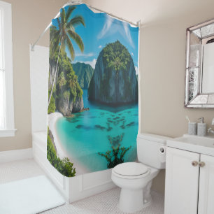 "Transform Your Bathroom with Coastal Calm" Shower Curtain