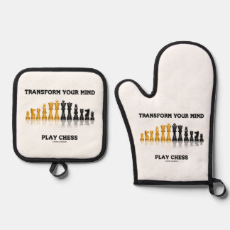 Transform Your Mind Play Chess Geek Advice Oven Mitt & Pot Holder Set