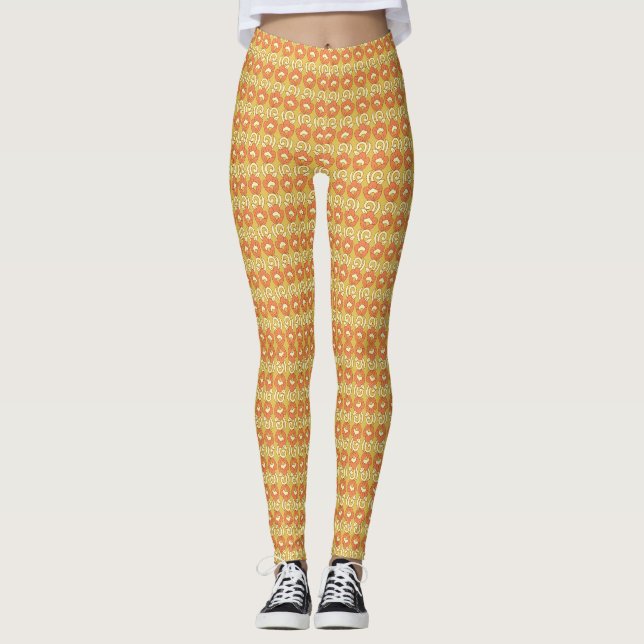 Transform Your Space Stunning Orange and Yellow  Leggings (Front)