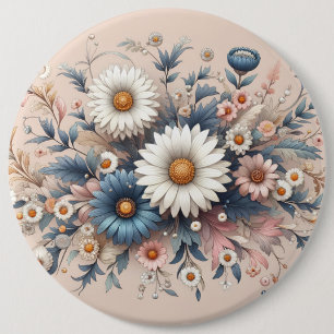 Transform Your Space with Elegant Daisy Floral 6 Cm Round Badge