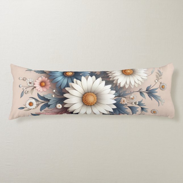 Transform Your Space with Elegant Daisy Floral Body Cushion (Front)
