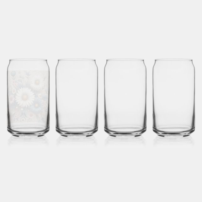 Transform Your Space with Elegant Daisy Floral Can Glass (Front)