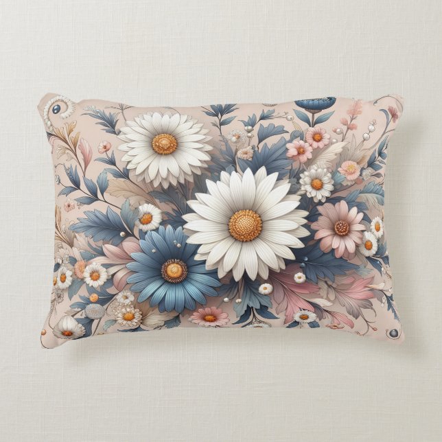 Transform Your Space with Elegant Daisy Floral Decorative Cushion (Front)