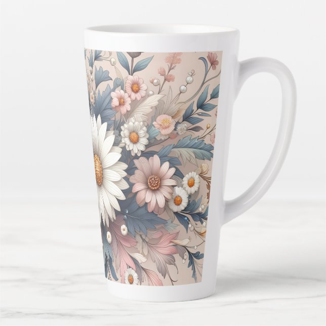 Transform Your Space with Elegant Daisy Floral Latte Mug (Right)