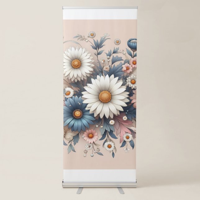 Transform Your Space with Elegant Daisy Floral Retractable Banner (Front)