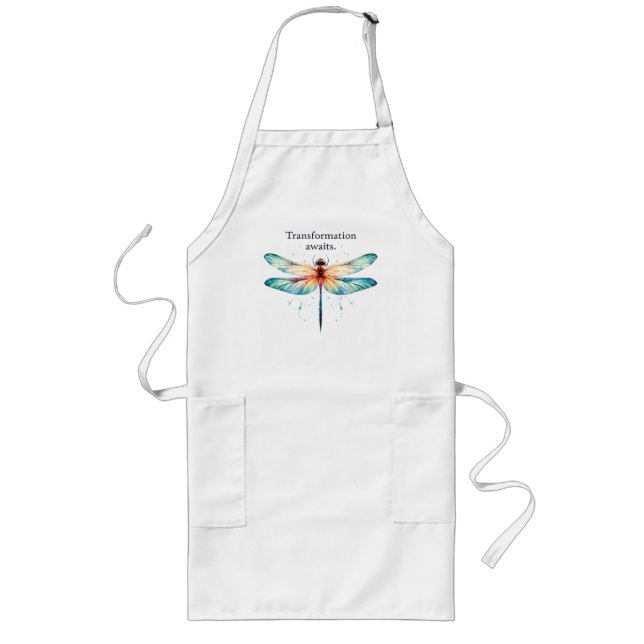 Transformation Awaits - Colourful Dragonfly Long Apron (Front)