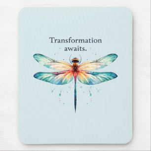 Transformation Awaits - Colourful Dragonfly Mouse Mat