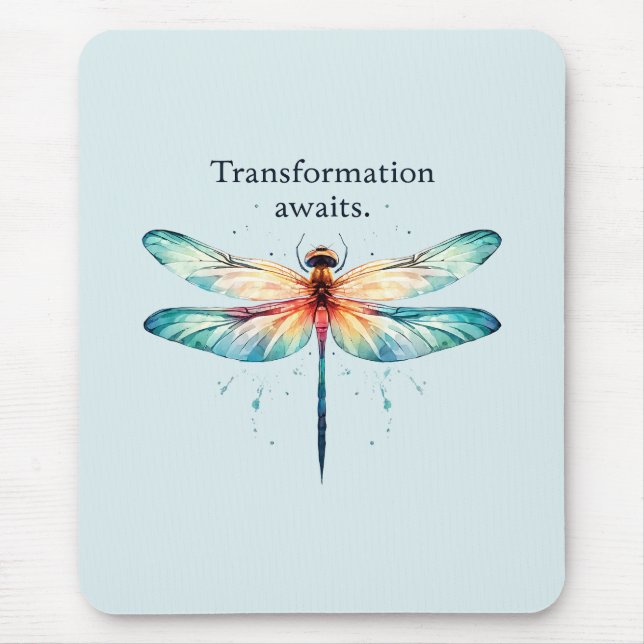 Transformation Awaits - Colourful Dragonfly Mouse Mat (Front)