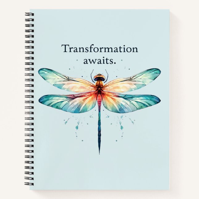 Transformation Awaits - Colourful Dragonfly Notebook (Front)