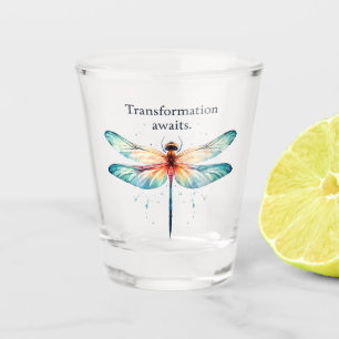 Transformation Awaits - Colourful Dragonfly Shot Glass