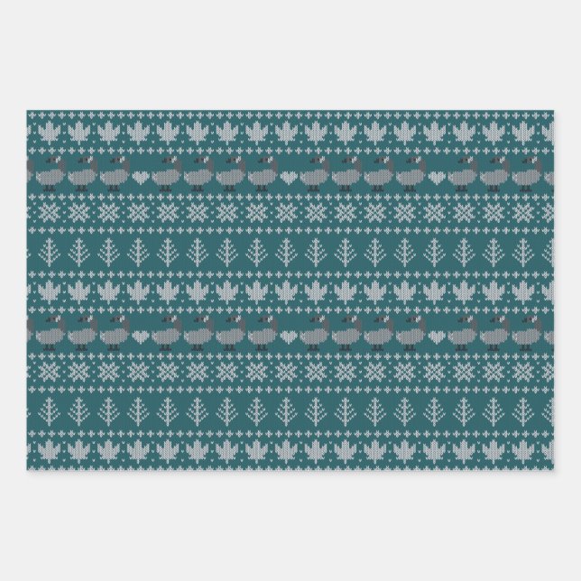 Transformative Teal - Fair Isle - Holiday Wrapping Paper Sheet (Front)