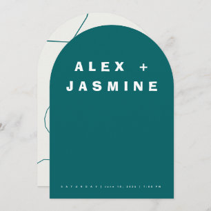 Transformative Teal Modern Arched Wedding  Invitation