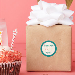 Transformative Teal Modern  Contemporary Wedding Classic Round Sticker