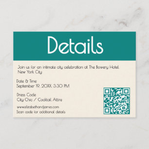 Transformative Teal Modern Contemporary Wedding Enclosure Card