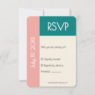 Transformative Teal Modern  Contemporary Wedding RSVP Card
