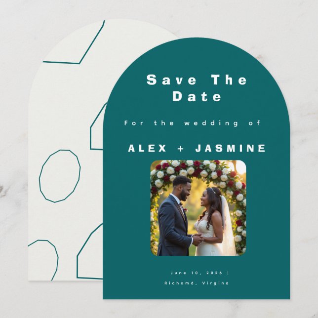 Transformative Teal Modern Save The Date Invitation (Front/Back)