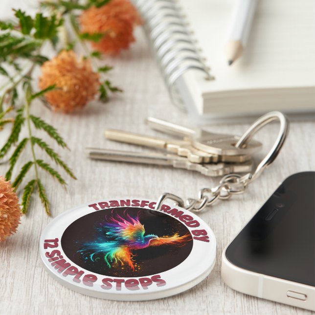 Transformed by 12 Simple Steps - AA, NA, Al-Anon Key Ring (Front Right)