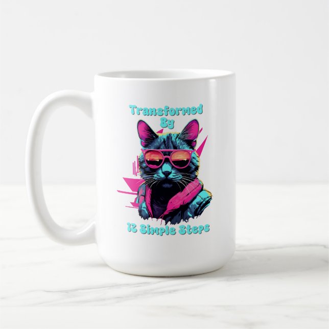 Transformed by 12 Simple Steps, recovery sobriety Coffee Mug (Left)