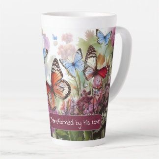Transformed by His Love and Butterflies Latte Mug
