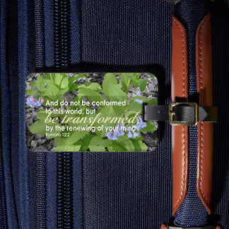 Transformed Romans 12:2 Christian Bible Floral Luggage Tag