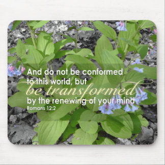 Transformed Romans 12:2 Christian Bible Floral Mouse Mat
