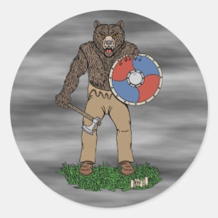 Transformed Viking Berserker or Werebear Classic Round Sticker
