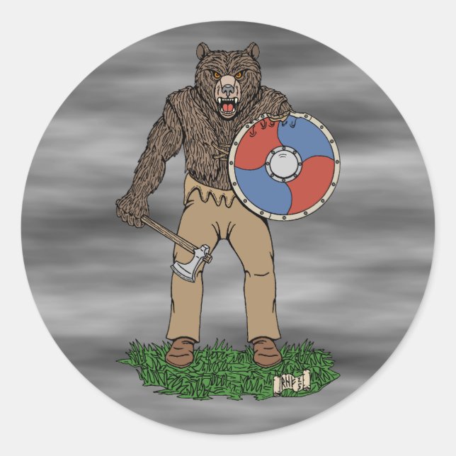 Transformed Viking Berserker or Werebear Classic Round Sticker (Front)