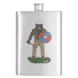 Transformed Viking Berserker or Werebear Hip Flask