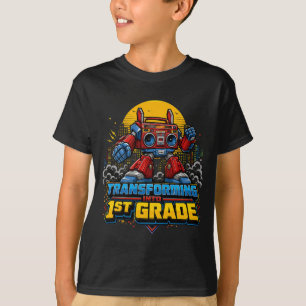 Transforming Into 1st Grade Shirt, Cool Retro Robo T-Shirt
