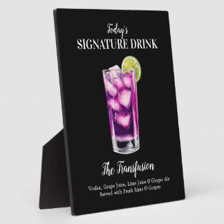 Transfusion Cocktail Bar Drink Sign Personalised Plaque