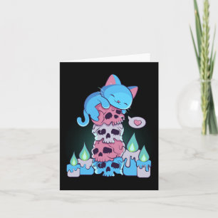 Transgender Aesthetic Kawaii Cat On Skulls Subtle Card