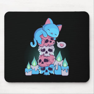 Transgender Aesthetic Kawaii Cat On Skulls Subtle Mouse Mat