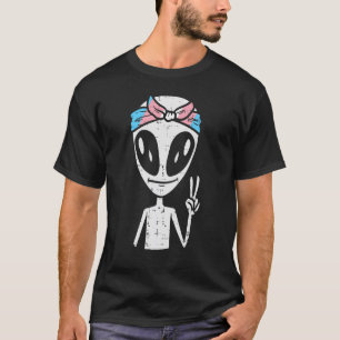 Transgender Alien Peace Trans Pride Lgbtq Women Gi T-Shirt