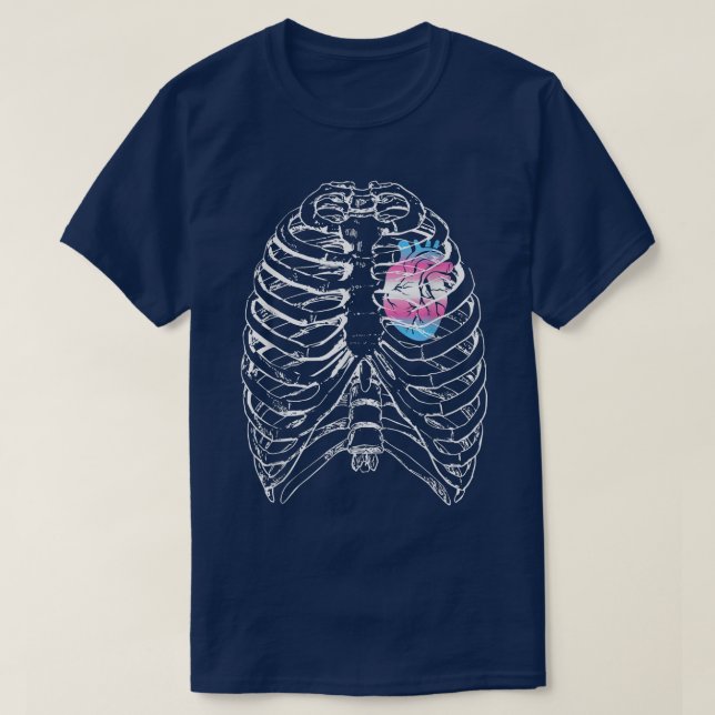 Transgender Anatomical Heart Ribcage Trans Pride H T-Shirt (Design Front)