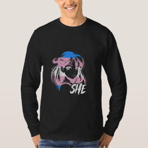 Transgender Anime She Transwoman LGBT Trans Flag P T-Shirt