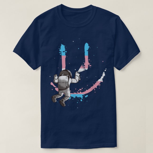 Transgender Astronaut Spray Paint Trans Pride LGBT T-Shirt (Design Front)