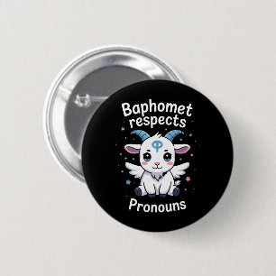 Transgender Baphomet Respects Pronouns Trans Pride 6 Cm Round Badge