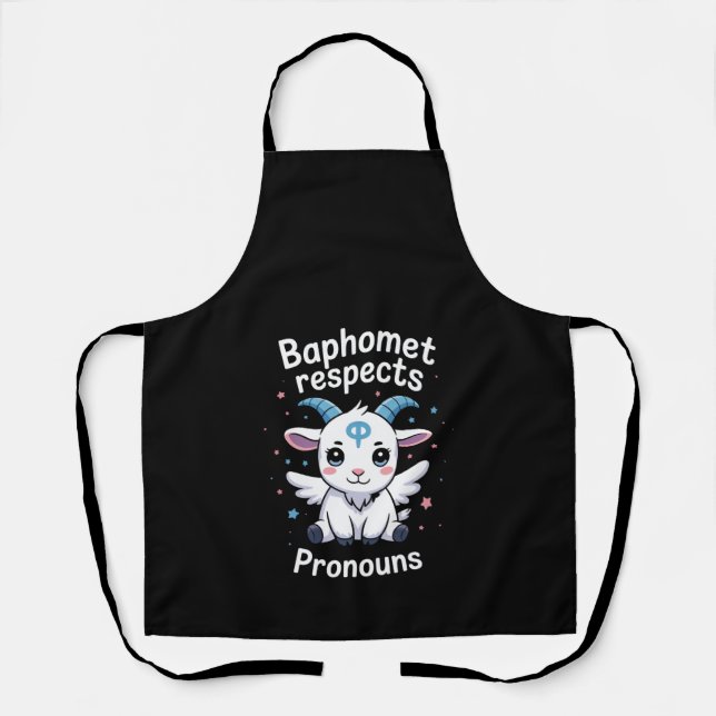 Transgender Baphomet Respects Pronouns Trans Pride Apron (Front)