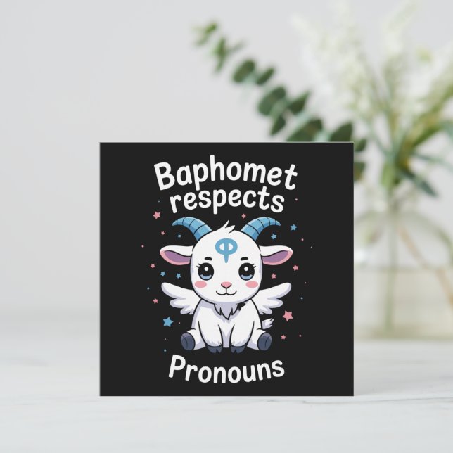 Transgender Baphomet Respects Pronouns Trans Pride Invitation (Standing Front)