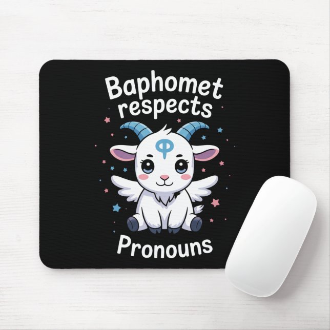 Transgender Baphomet Respects Pronouns Trans Pride Mouse Mat (With Mouse)