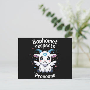 Transgender Baphomet Respects Pronouns Trans Pride Postcard