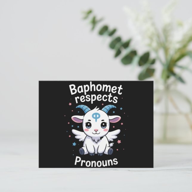 Transgender Baphomet Respects Pronouns Trans Pride Postcard (Standing Front)
