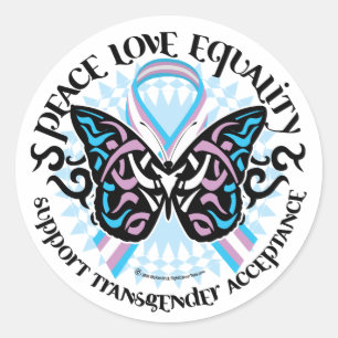 Transgender Butterfly Tribal Classic Round Sticker
