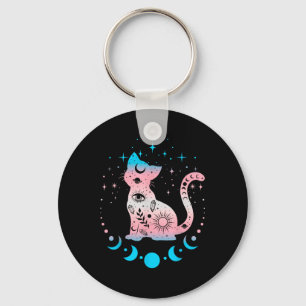 Transgender Cat Astrology Celestial Lgbt Pride Tra Key Ring