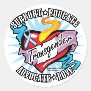 Transgender Classic Heart Round Sticker