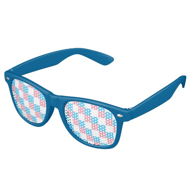 Transgender colours chequered pattern retro sungla retro sunglasses (Angled)