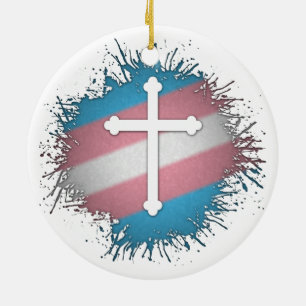 Transgender Cross Ceramic Tree Decoration