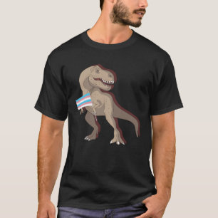 Transgender Dino Rex Trans Pride LGBTQ Pride Flag  T-Shirt